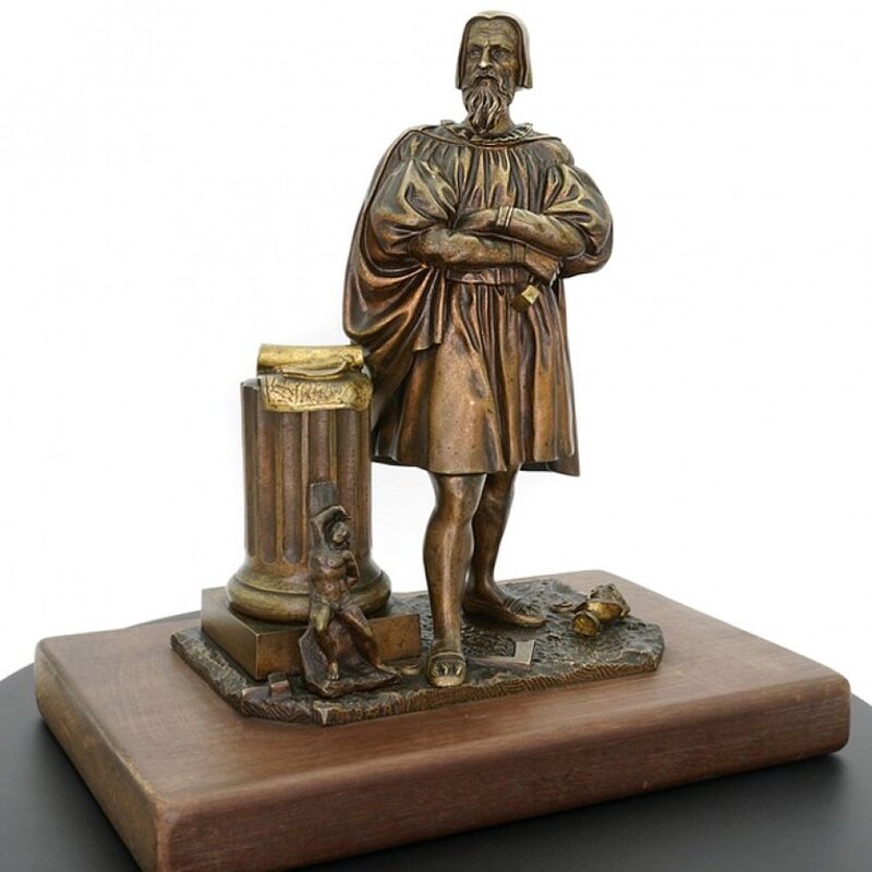 Statueta din bronz„ Michelangelo la lucru scoala franceza | secol XIX